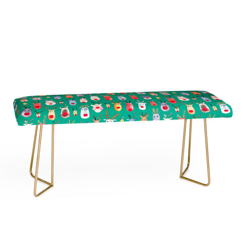 Ninola Design Rudolph reindeers green Bench