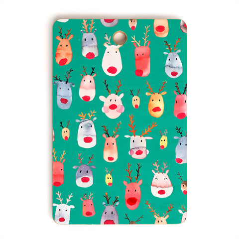 Ninola Design Rudolph reindeers green Cutting Board Rectangle