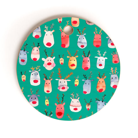 Ninola Design Rudolph reindeers green Cutting Board Round
