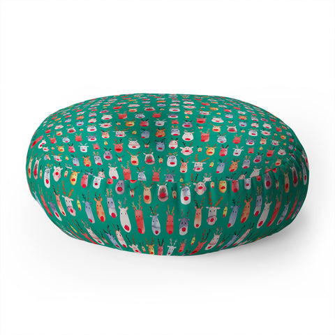 Ninola Design Rudolph reindeers green Floor Pillow Round