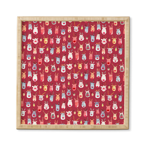 Ninola Design Rudolph Reindeers Red Christmas Framed Wall Art