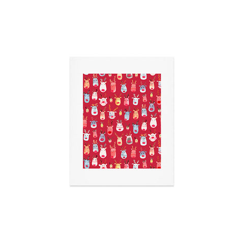 Ninola Design Rudolph Reindeers Red Christmas Art Print