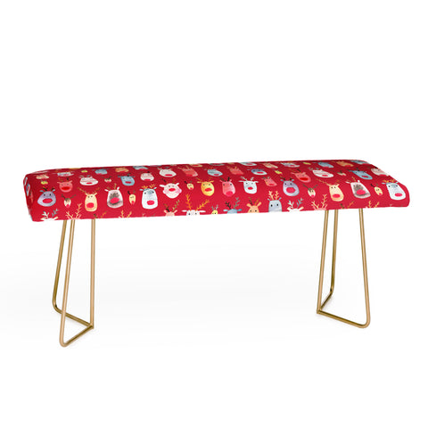 Ninola Design Rudolph Reindeers Red Christmas Bench