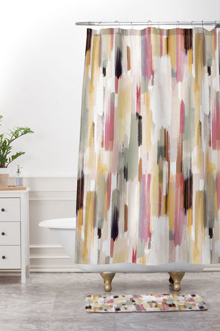 Ninola Design Rustic texture Warm Shower Curtain And Mat