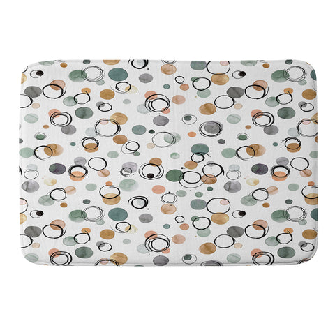 Ninola Design Scribble dots Gold green Memory Foam Bath Mat