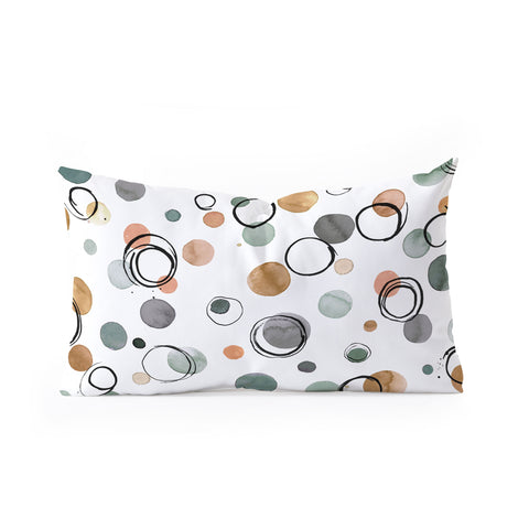 Ninola Design Scribble dots Gold green Oblong Throw Pillow