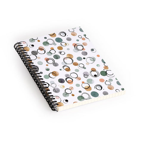 Ninola Design Scribble dots Gold green Spiral Notebook