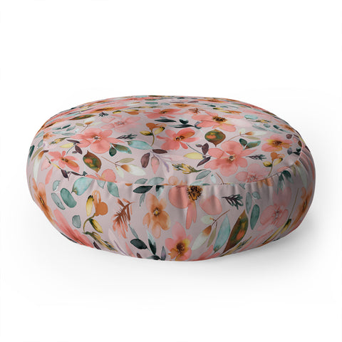 Ninola Design Serenity flowers Pink Romance Floor Pillow Round