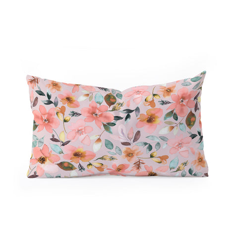 Ninola Design Serenity flowers Pink Romance Oblong Throw Pillow