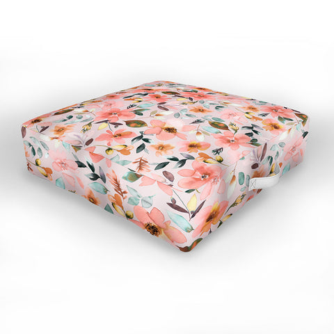 Ninola Design Serenity flowers Pink Romance Outdoor Floor Cushion