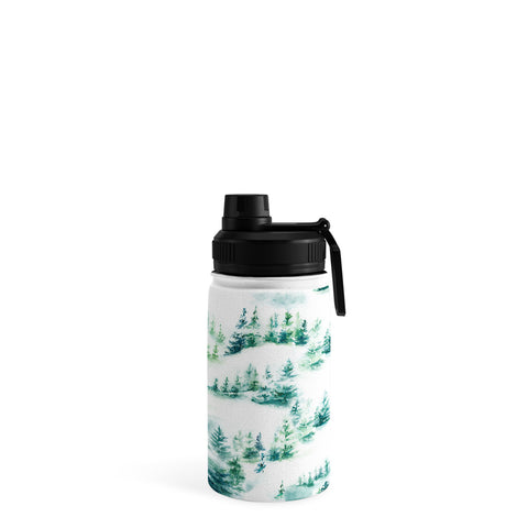 Ninola Design Snow Winter Trees Green Water Bottle