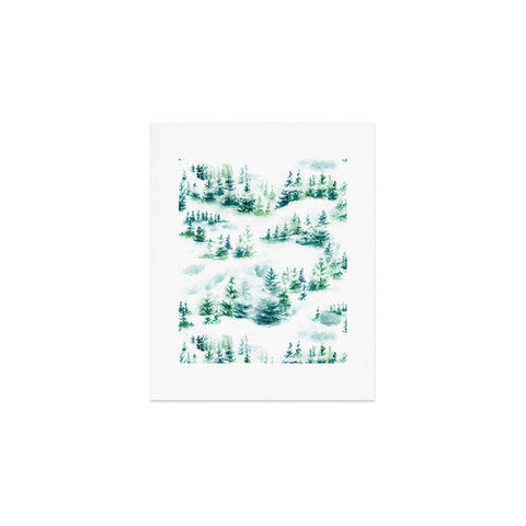 Ninola Design Snow Winter Trees Green Art Print