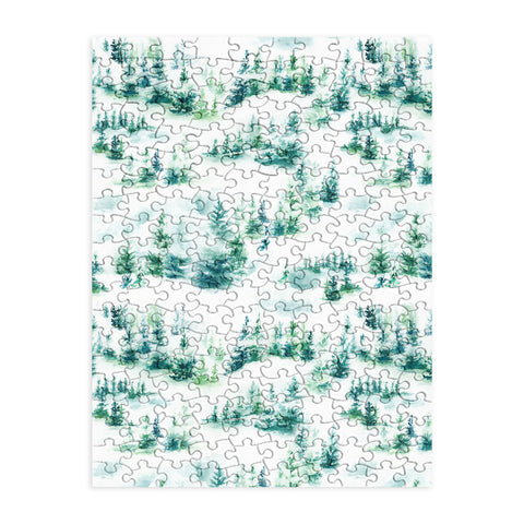 Ninola Design Snow Winter Trees Green Puzzle