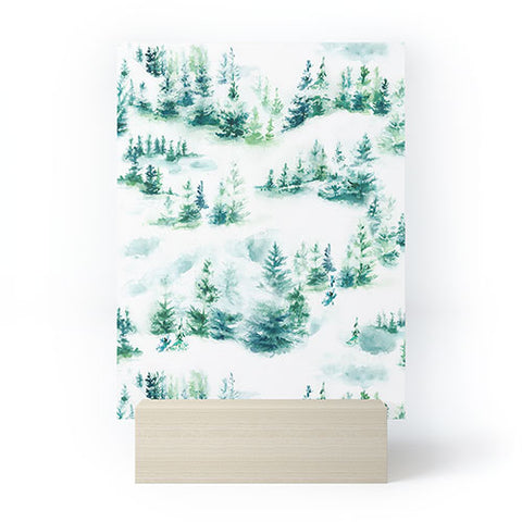 Ninola Design Snow Winter Trees Green Mini Art Print