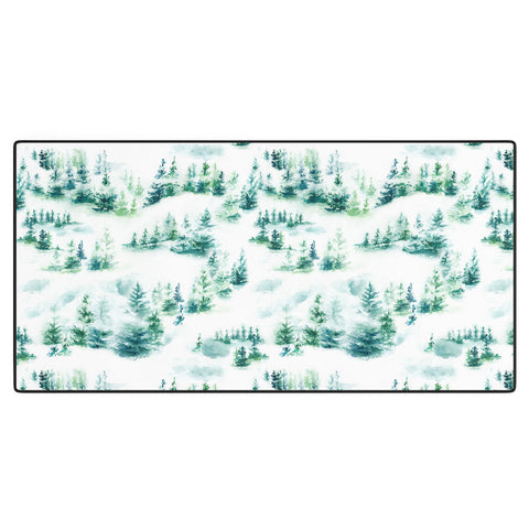 Ninola Design Snow Winter Trees Green Desk Mat
