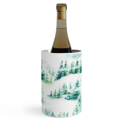 Ninola Design Snow Winter Trees Green Wine Chiller