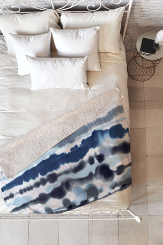 Ninola Design Soft relaxing lines blue Fleece Throw Blanket