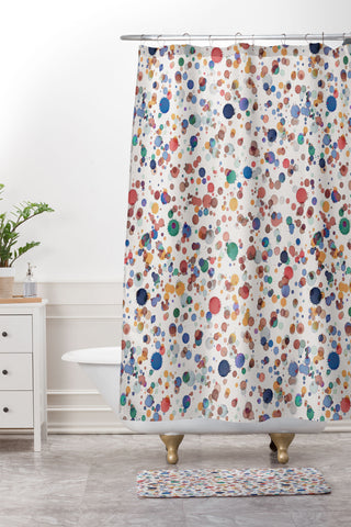 Ninola Design Splash drops painting Shower Curtain And Mat
