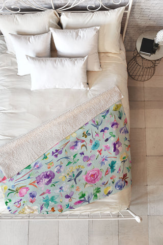 Ninola Design Spring buds and flowers Soft Fleece Throw Blanket