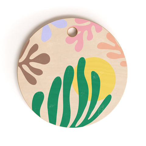 Ninola Design Spring Matisse Leaves Cutting Board Round