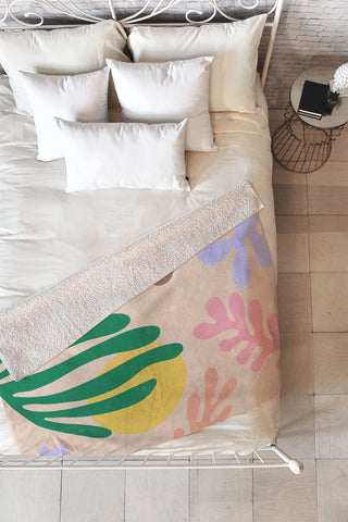 Ninola Design Spring Matisse Leaves Fleece Throw Blanket