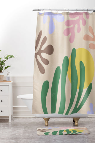 Ninola Design Spring Matisse Leaves Shower Curtain And Mat
