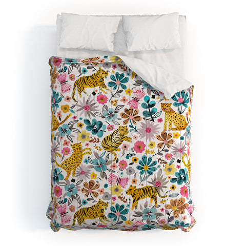 Ninola Design Spring Tigers and Flowers Comforter