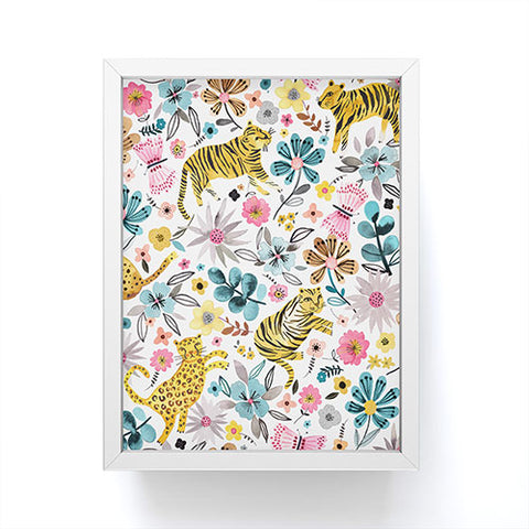 Ninola Design Spring Tigers and Flowers Framed Mini Art Print