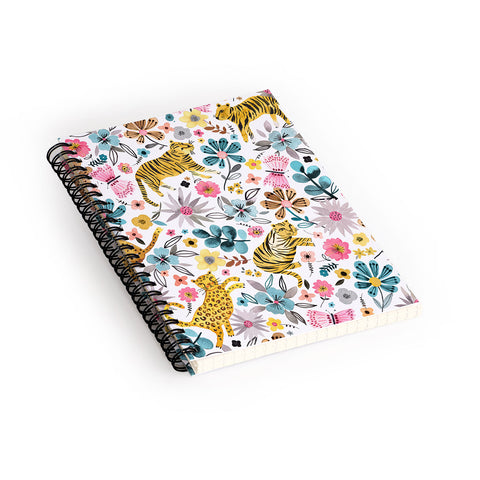 Ninola Design Spring Tigers and Flowers Spiral Notebook