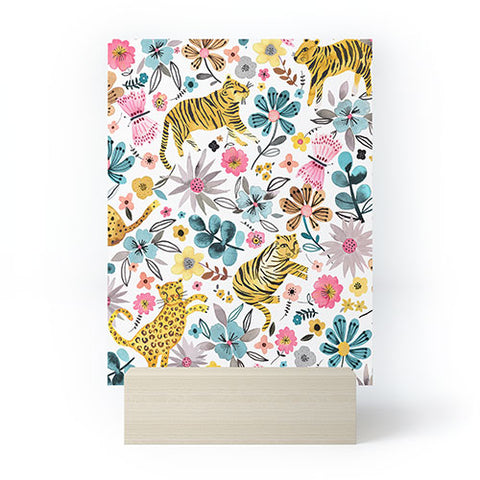 Ninola Design Spring Tigers and Flowers Mini Art Print