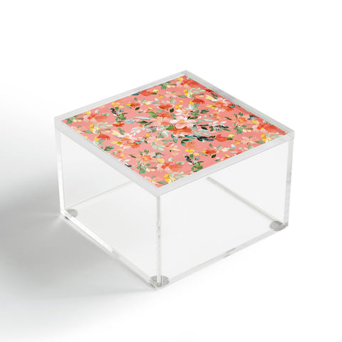 Ninola Design Summer Oleander Floral Coral Acrylic Box