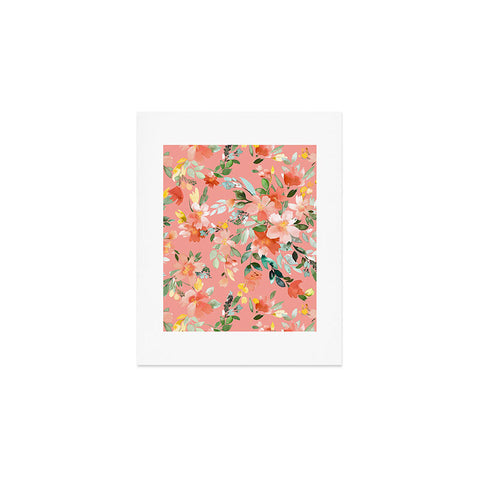 Ninola Design Summer Oleander Floral Coral Art Print