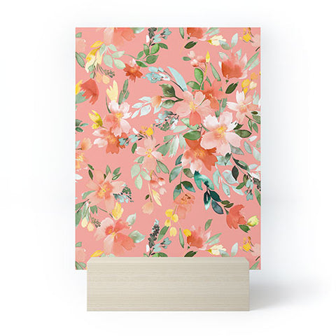 Ninola Design Summer Oleander Floral Coral Mini Art Print