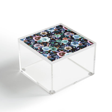 Ninola Design Sweet Romance Flowers Navy Acrylic Box