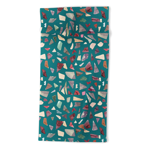 Ninola Design Terrazzo Mineral Watercolor Green Beach Towel