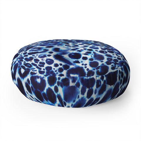 Ninola Design Textural abstract Blue Floor Pillow Round