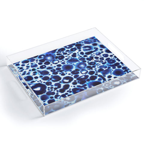 Ninola Design Textural abstract Blue Acrylic Tray