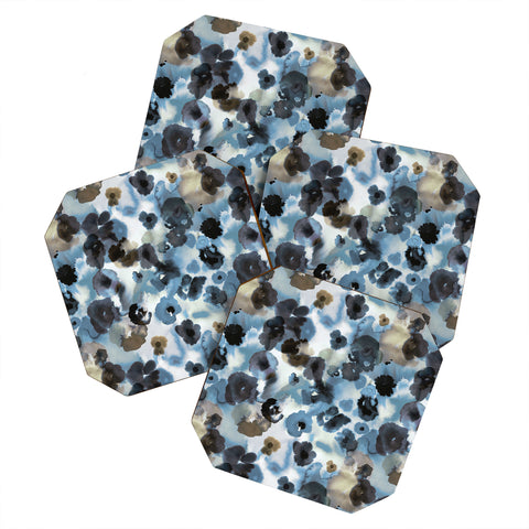 Ninola Design Textural Flowers Abstract Coaster Set