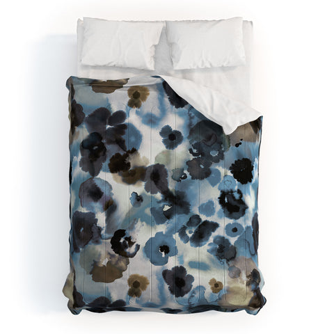 Ninola Design Textural Flowers Abstract Comforter