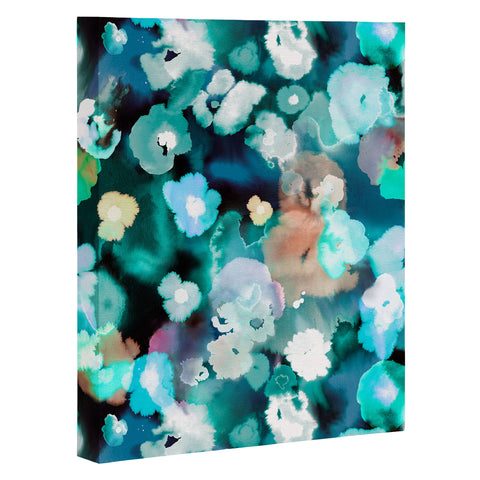 Ninola Design Textural Flowers Light Blue Art Canvas