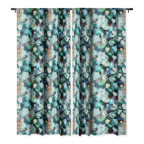 Ninola Design Textural Flowers Light Blue Blackout Window Curtain