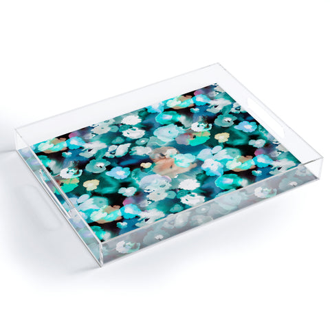 Ninola Design Textural Flowers Light Blue Acrylic Tray