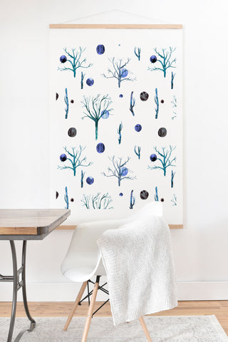 Ninola Design Trees branches Blue Art Print And Hanger