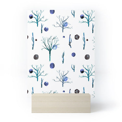 Ninola Design Trees branches Blue Mini Art Print