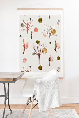 Ninola Design Trees branches Warm Art Print And Hanger