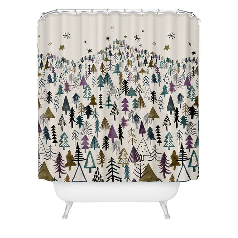 Ninola Design Trees Forest Night Shower Curtain