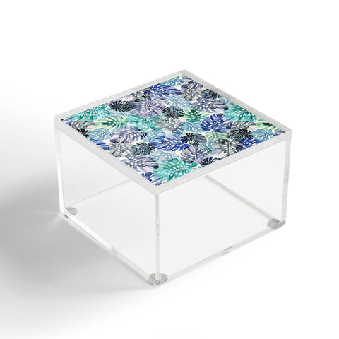 Ninola Design Tropical Jungle Leaves Blue Acrylic Box