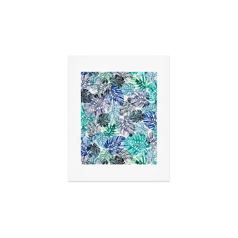 Ninola Design Tropical Jungle Leaves Blue Art Print