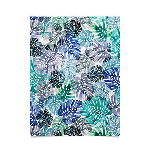 Ninola Design Tropical Jungle Leaves Blue Poster