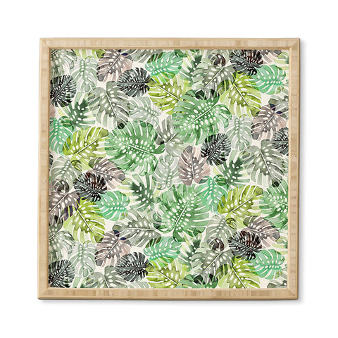 Ninola Design Tropical Jungle Monstera Leaves Green Framed Wall Art